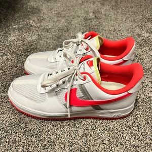 Nike Air Force I, fluorescent pink and yellow.